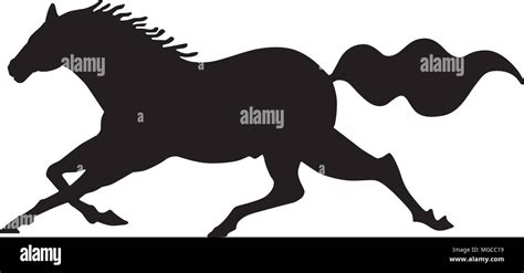 Running Horse Silhouette Retro Clipart Illustration Image Vectorielle
