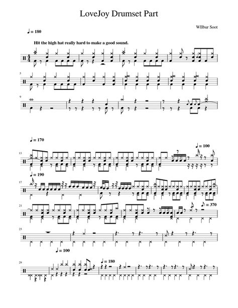 One Day Lovejoy Lovejoy Drumset Part Unfinished Sheet Music For Drum