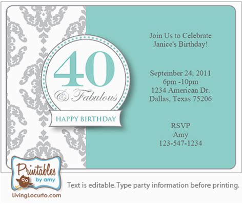 Free Printable 40th Birthday Party Invitation Templates Birthdaybuzz