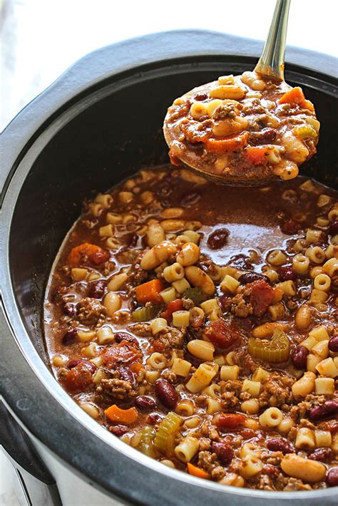 Now cover the beans with sufficient amount of water for cooking well. Slow Cooker Beef and Beans Pasta Soup - The Cooking Jar
