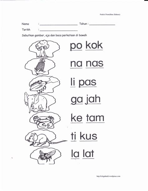 Pemulihan Khas Sekolah Rendah Lembaran Kerja Suku Kata Tertutup Kvkvk