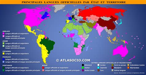 Carte Du Monde Des Langues Officielles Par État Et Territoire