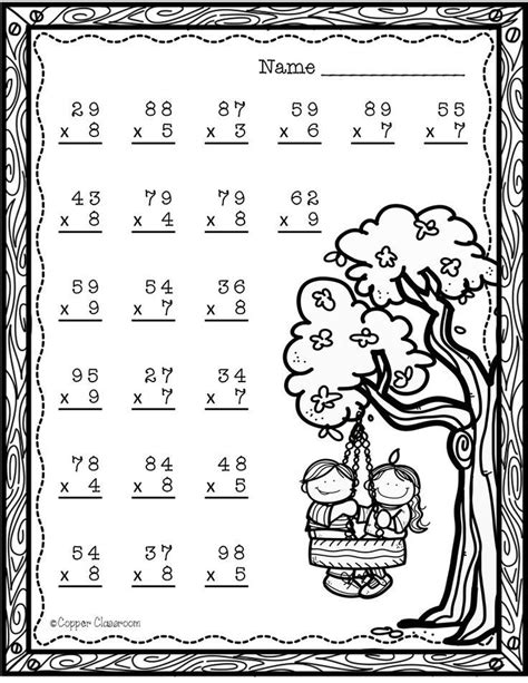Spring Double Digit Multiplication With Regrouping, Two Digit