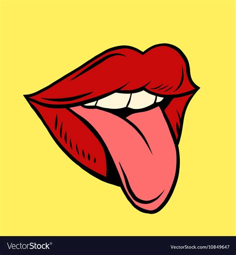 Mouth With Red Lips With Tongue Sticking Out Cartoon Vector My Xxx