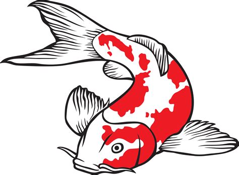 Vector Illustration Of A Japanese Or Chinese Inspired Koi Carp Fish