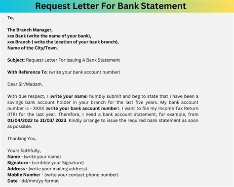 How To Write Request Letter For Bank Statement