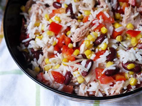 La Cuisine de Myrtille Salade de riz aux haricots rouges et au thon