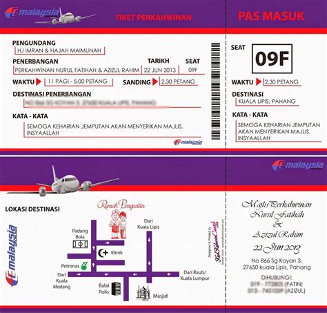 Kami menyediakan perkhidmatan tempahan tiket penerbangan di seluruh dunia. Design Kad Kahwin Tiket Kapal Terbang Seven Easy Rules Of ...