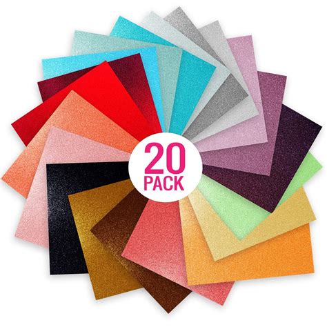 Craftopia Glitter Self Adhesive Vinyl Sheets 6” X 6 “ 20 Pack
