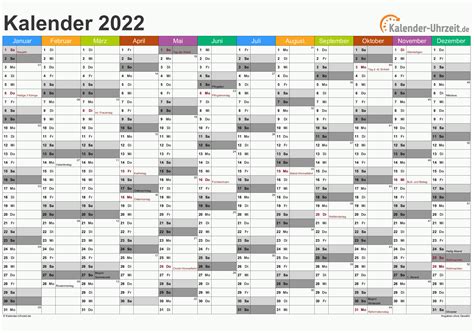 Excel Kalender 2022 Kostenlos