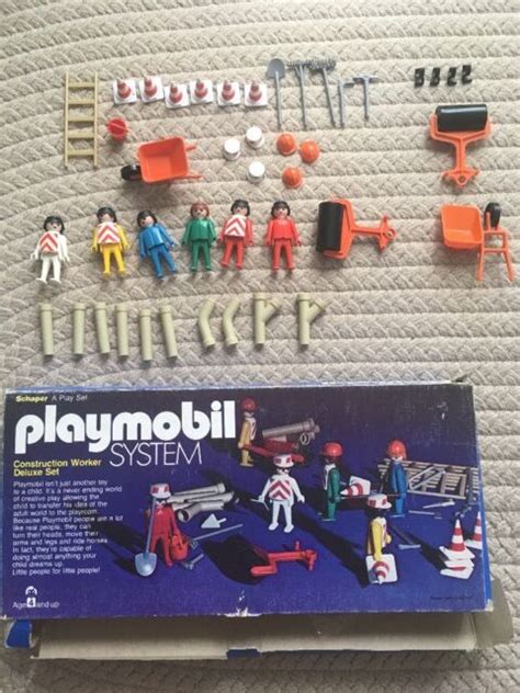 Playmobil System Construction Worker Deluxe Set Schaper Rare 1970s Lot