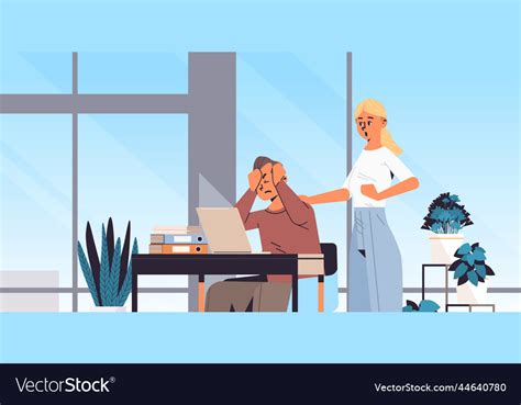 Furious Coworkers Having Fight Crisis Couple Vector Image