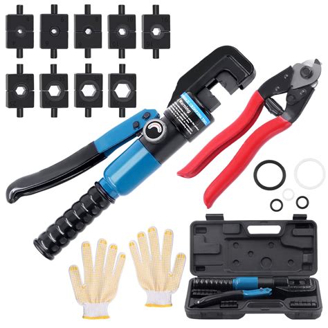 Buy Swpeet 10 Ton Hydraulic Hand Crimper Tool With Stainless Steel Up To 532 Cable Cutter And