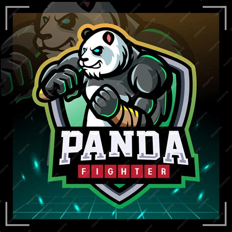 Panda Fighter Mascot Esport Logo Design Vector Premium