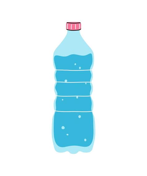 Bottle Of Clean Mineral Water Clipart In Flat Line Modern Style