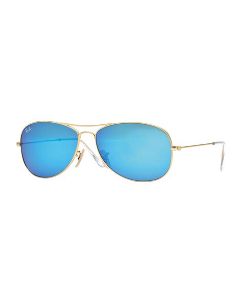 lyst ray ban aviator sunglasses with blue mirror lens in blue for men