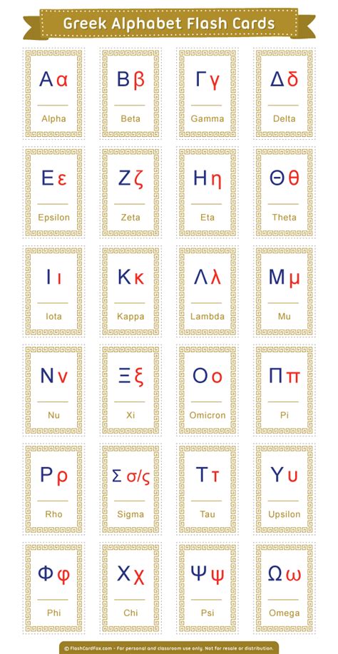 Printable Greek Alphabet Flash Cards Greek Alphabet Flash Cards