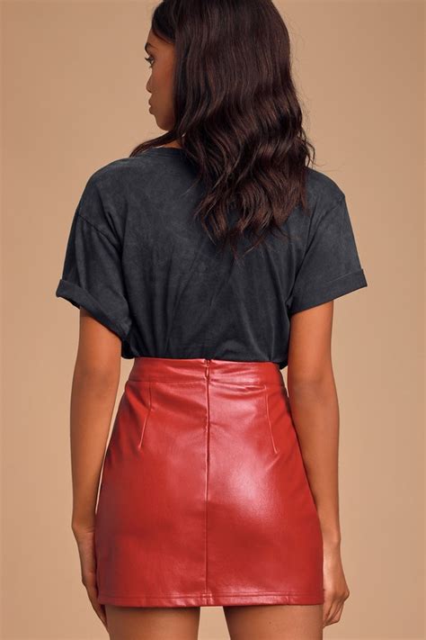 Red Vegan Leather Skirt Vegan Leather Mini Skirt Mini Skirt Lulus