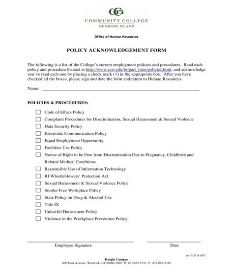 Free 25 Policy Acknowledgment Forms In Pdf Ms Word