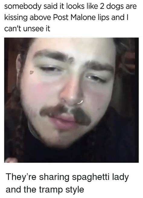 Somebody Said It Looks Like 2 Dogs Are Kissing Above Post Malone Lips