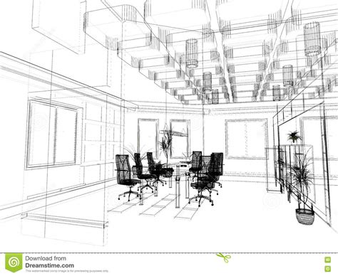 The Modern Office Sketch Stock Photo Image Of Interior