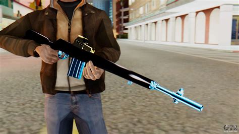 Players freely choose their starting point with their parachute. Fulmicotone Rifle for GTA San Andreas