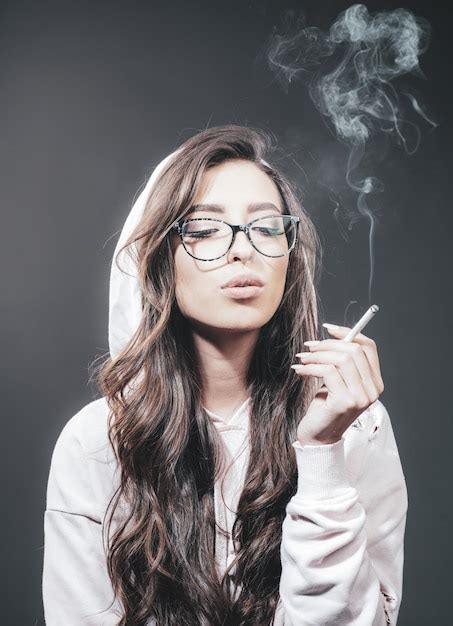 Premium Photo Cancer Cures Smoking Pretty Woman With Long Hair