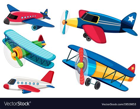 Different Types Airplanes Royalty Free Vector Image