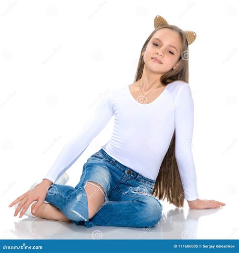 Beautiful Teen Girl In Jeans With Holes Stock Image Image Of Portrait Ripped 111606005
