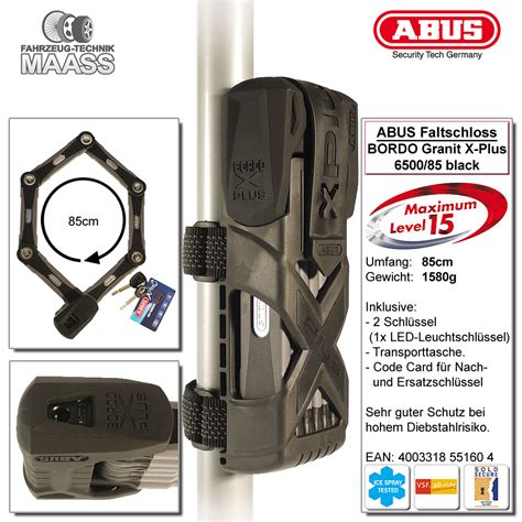 Bordo granit xplus™ 6500 heißt es, das faltschloss, an dem sich fahrraddiebe sprichwörtlich die zähne ausbeißen, denn sie treffen auf abus granit. ABUS Fahrrad Faltschloss Bordo Granit X-Plus, 85cm, Level ...