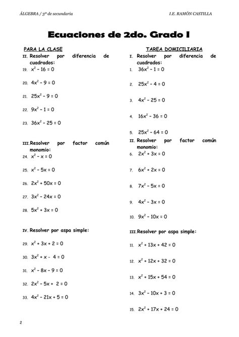 Ecuaciones De 1er Y 2do Grado