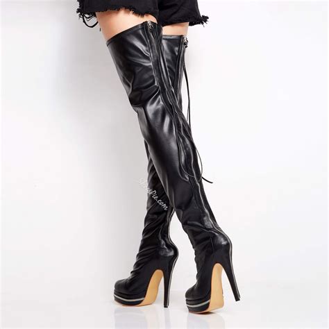 shoespie sexy back zipper genuine leather over knee high stiletto boots knee high stiletto