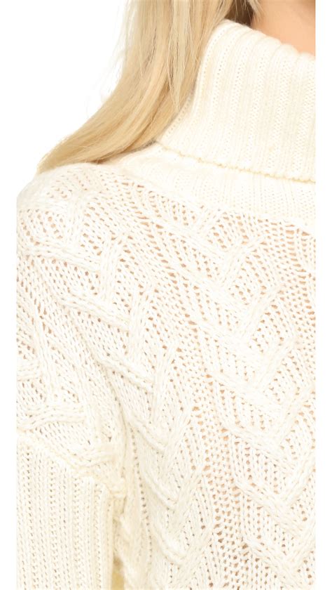 Lyst Glamorous Cable Knit Turtleneck Sweater Cream In Natural