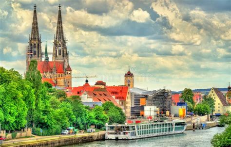 View Of Regensburg With The Danube River In Germany Stock Photo Image