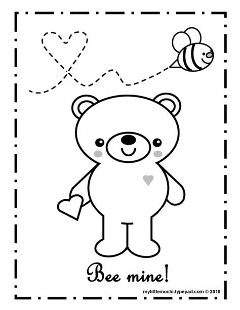Download the bee valentine coloring page here. my little mochi: happy valentines day!
