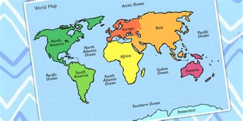 World Map With Names World Map Outline World Map Continents And Oceans