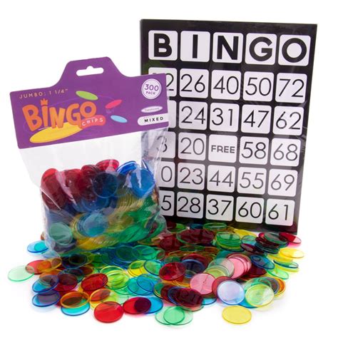 Bingo Bundle 300 Jumbo Bingo Chips 50 Large Print Player Sheets