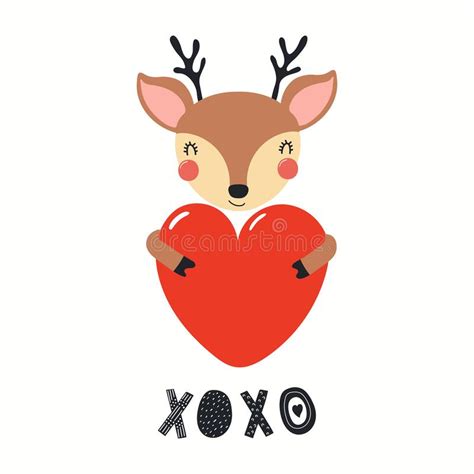 Cute Deer Valentine Card Stock Vector Illustration Of Face 171552494