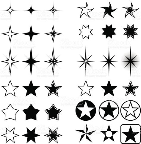 Vector Collection Of Stars Isolated On White Background Star Tattoo