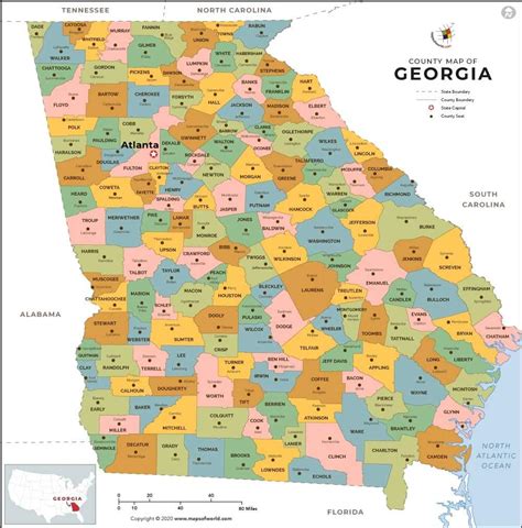 Printable Map Of Georgia Counties Printable Templates