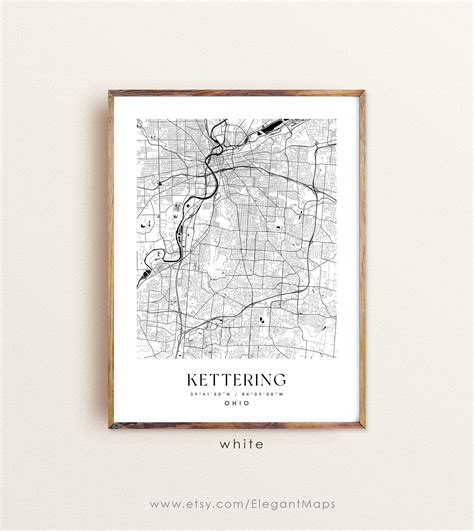 Kettering Ohio Map Kettering Oh Map Kettering City Print Etsy
