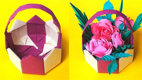 Origami Paper Basket How To Make Paper Basket Diy Paper Flower