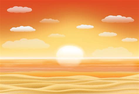 beau vecteur de scène de plage coucher de soleil 2285100 Art vectoriel