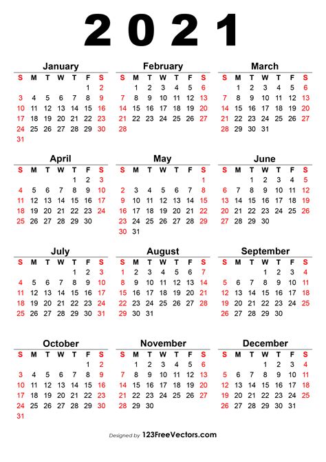 Printable Calendar 2021 Pdf Calendar 2021 Printable One Page Paper Images