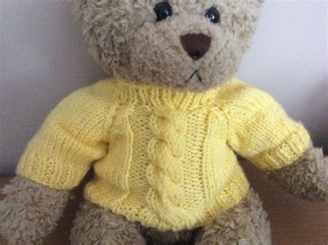 Teddy Bear Sweater Hand Knitted Yellow Aran Cable Design Etsy