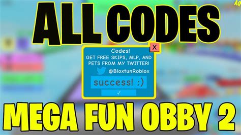 Mega Fun Obby 2 All Codes Youtube