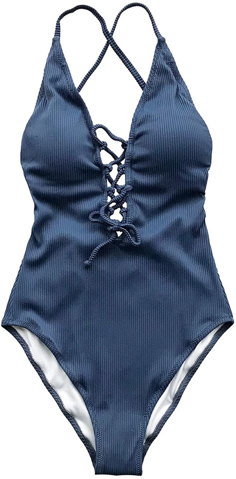 Cupshe Womens Solid Color V Neck Lace Up One Piece Swimsuit Ebay