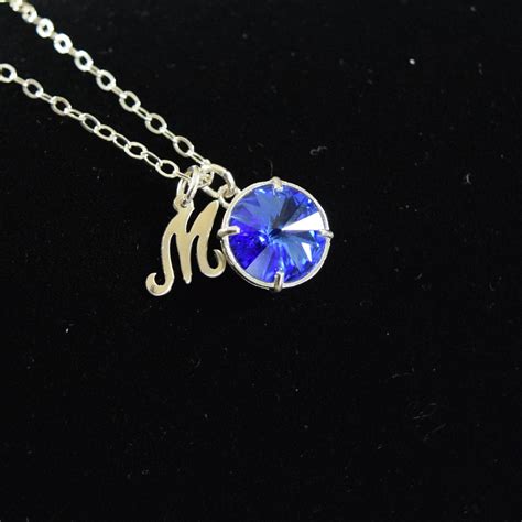 Personalized September Birthstone Necklace With Initial Custom Etsy