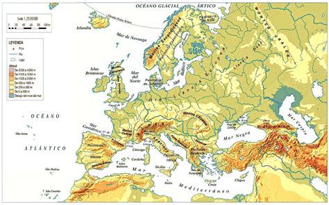 Mapa de Europa Físico IMÁGENES Mapas del Continente Europeo