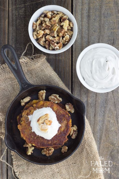 Plantain Fritter Pancakes With Maple Coconut Cream And Toasted Walnuts